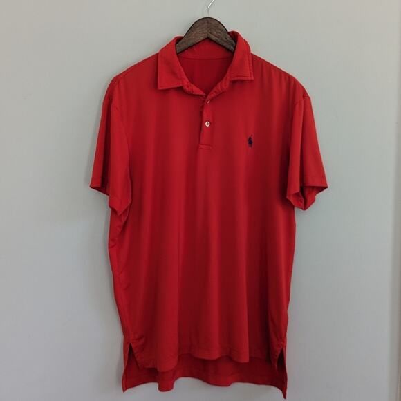 Men's POLO Ralph Lauren Red Wicking Sport Polo Large - Picture 1 of 6